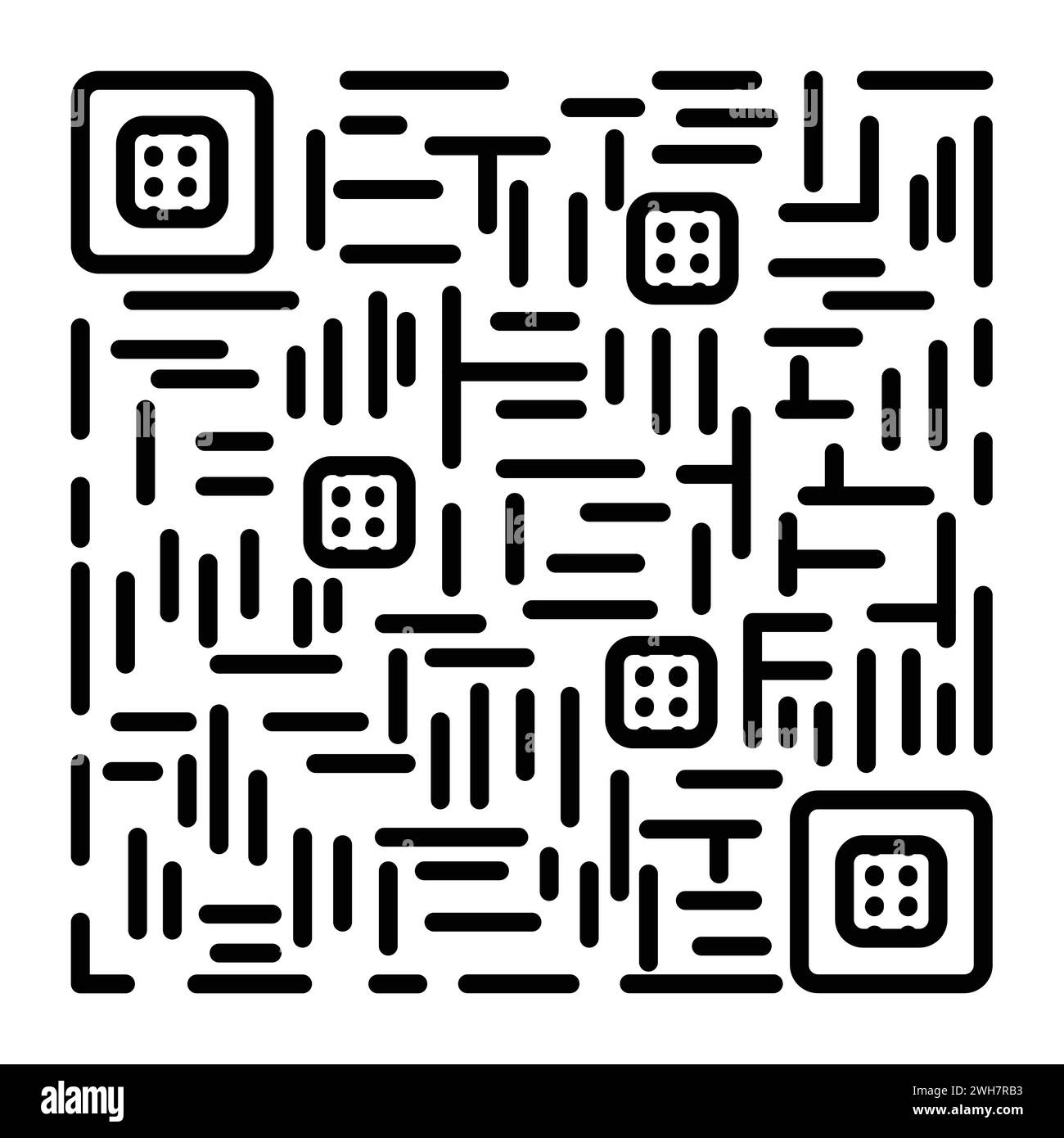 Esempio di codice QR, icona del vettore della linea nera, pittogramma di identificazione dello scanner mobile Illustrazione Vettoriale