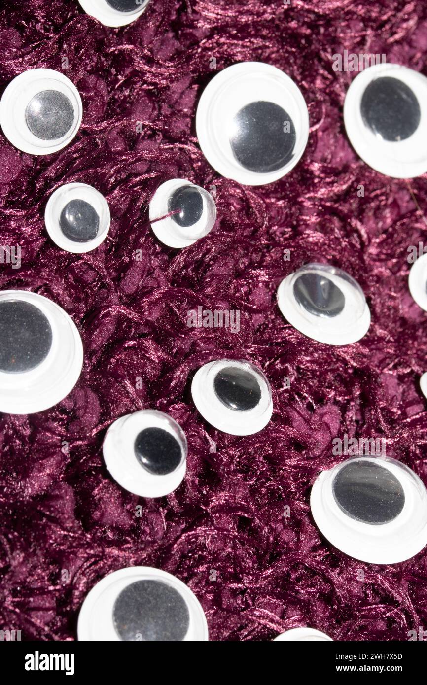Funny Wiggle Google Eyes on Fabric Foto Stock
