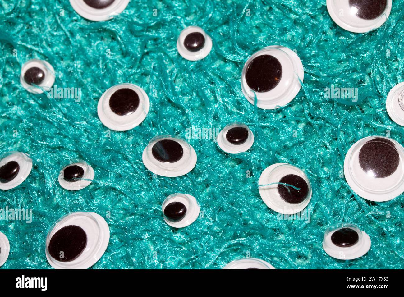 Funny Wiggle Google Eyes on Fabric Foto Stock