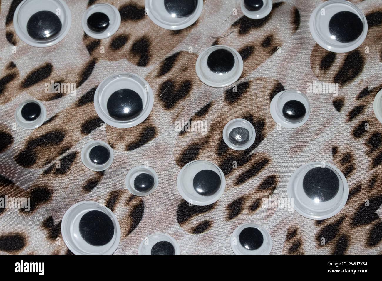 Funny Wiggle Google Eyes on Fabric Foto Stock