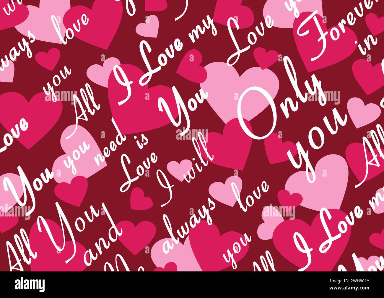 Sfondo Love Lettering - San Valentino - sfondo cuori Illustrazione Vettoriale