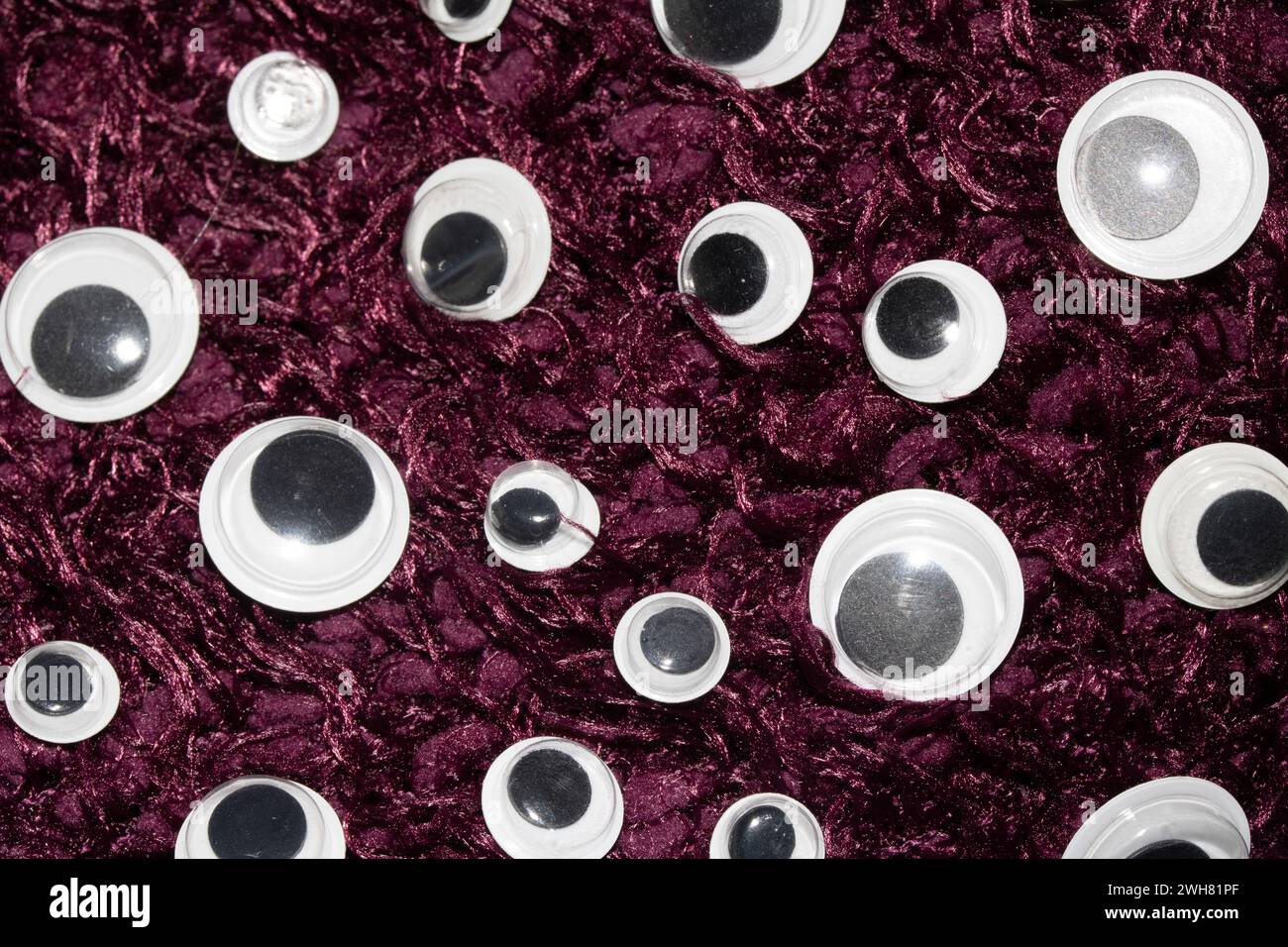 Funny Wiggle Google Eyes on Fabric Foto Stock