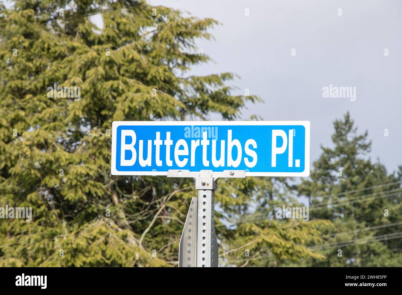 Cartello stradale Buttertubs Place a Nanaimo, British Columbia, Canada Foto Stock