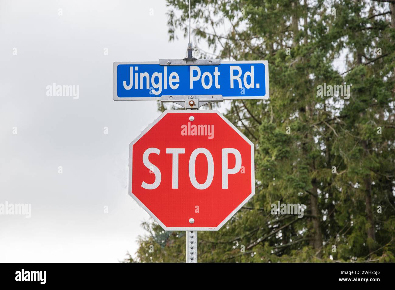 Cartello jingle Pot Road a Nanaimo, British Columbia, Canada Foto Stock