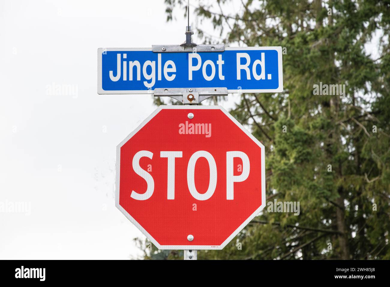 Cartello jingle Pot Road a Nanaimo, British Columbia, Canada Foto Stock
