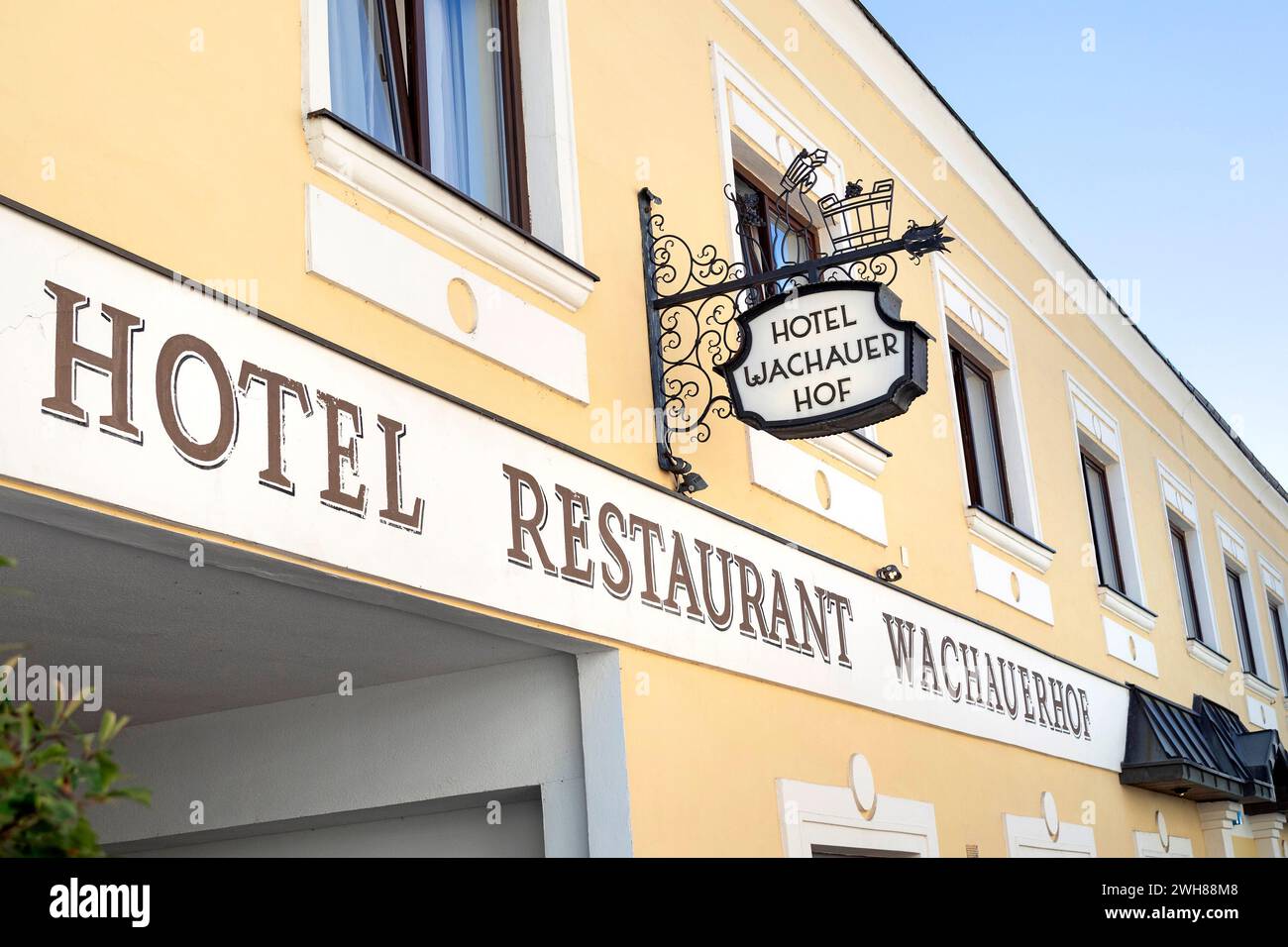 Ristorante dell'hotel Wachauerhof, Melk NÖ, Austria Foto Stock