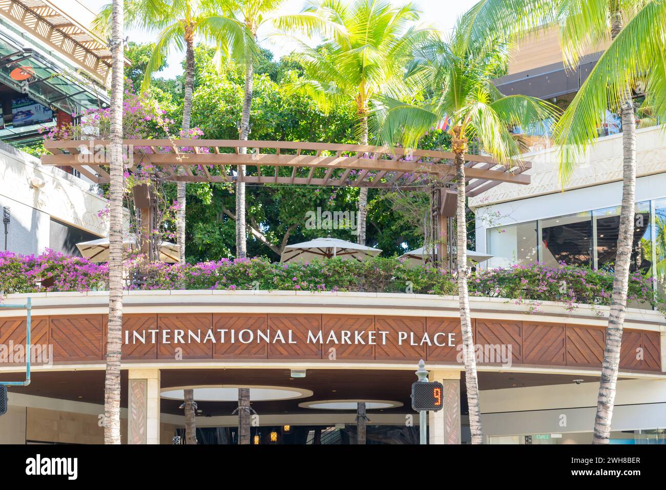 Mercato internazionale a Waikiki, Hawaii. International Market Place è un centro commerciale all'aperto. Foto Stock