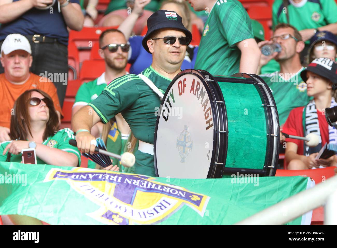 Città di Armagh tamburo NISC Inghilterra vs Irlanda del Nord UEFA donne Euro 15 luglio 2022 St Marys Stadium Southampton Foto Stock