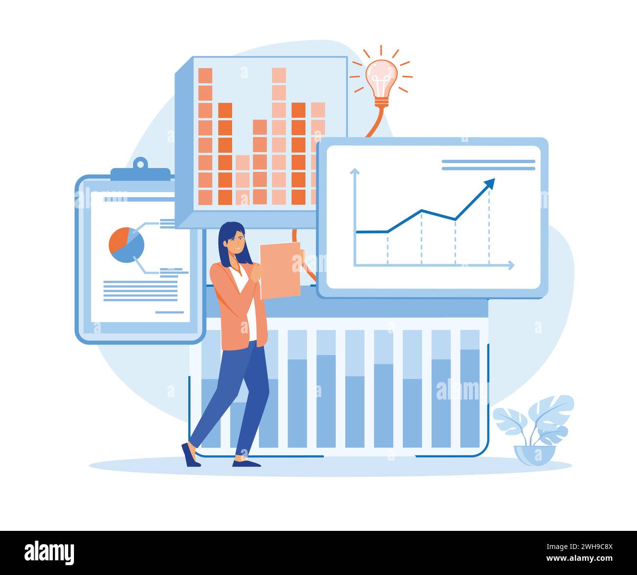 Risoluzione dei problemi per ottenere risultati, strumenti di gestione, sviluppo di strategie aziendali. illustrazione moderna vettoriale piatta Illustrazione Vettoriale