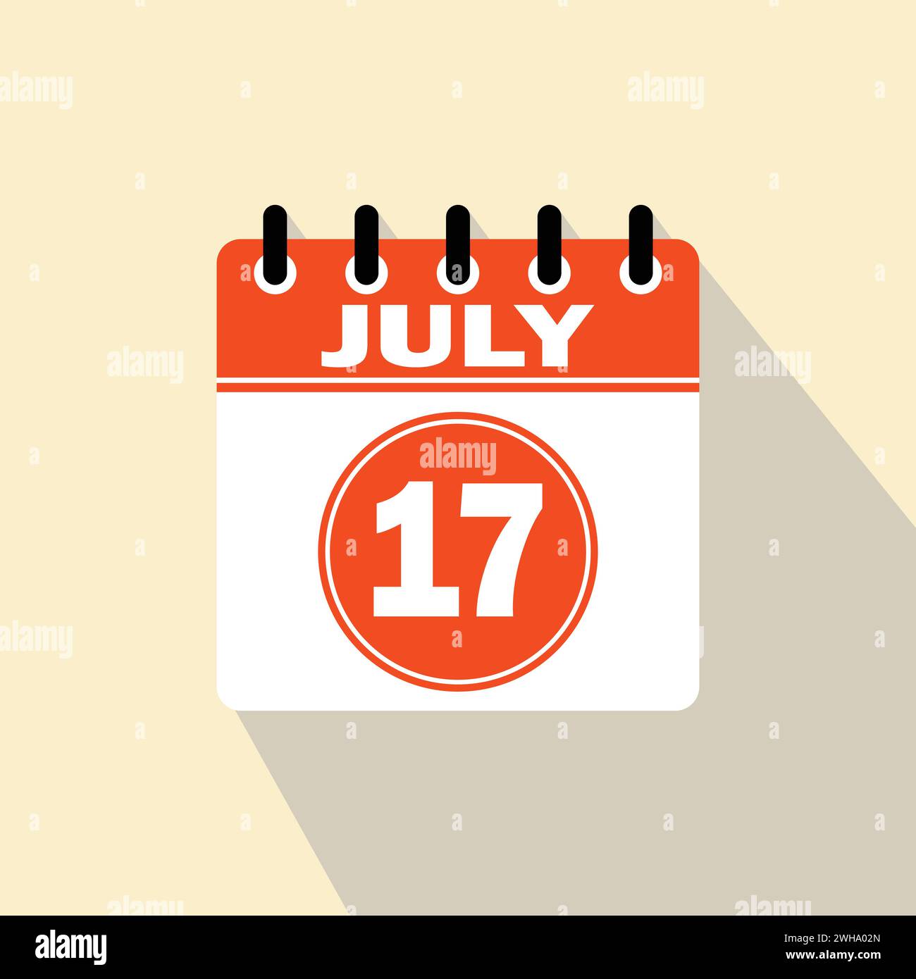 Icona giorno calendario - 17 luglio. diciassette giorni del mese, illustrazione vettoriale. Illustrazione Vettoriale