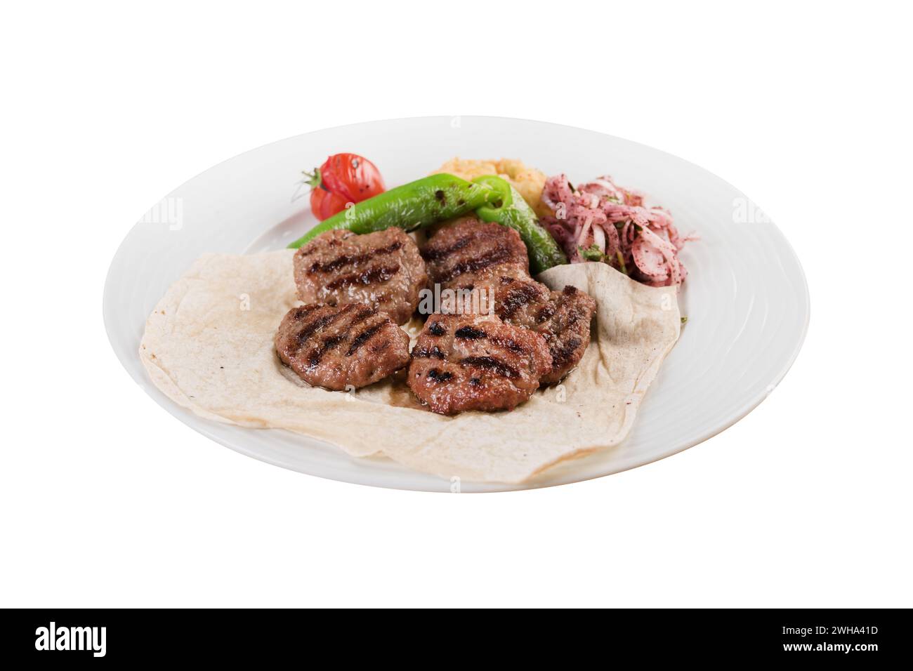 Palla di meatball turco tradizionale kofte. Polpette piccanti Kebab o Kebap Foto Stock