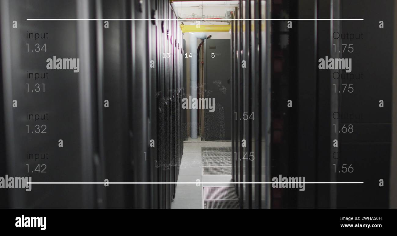 Immagine dell'elaborazione dei dati su server di computer Foto Stock