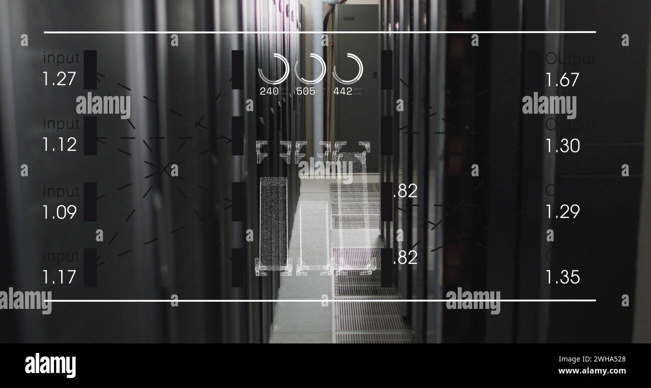 Immagine dell'elaborazione dei dati su server di computer Foto Stock