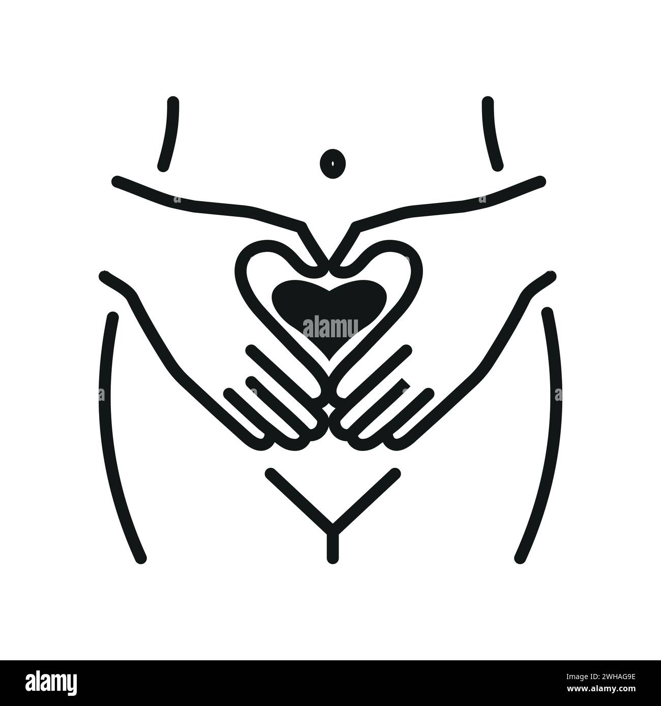 colore nero dell'icona dell'organo del sistema riproduttivo femminile Illustrazione Vettoriale