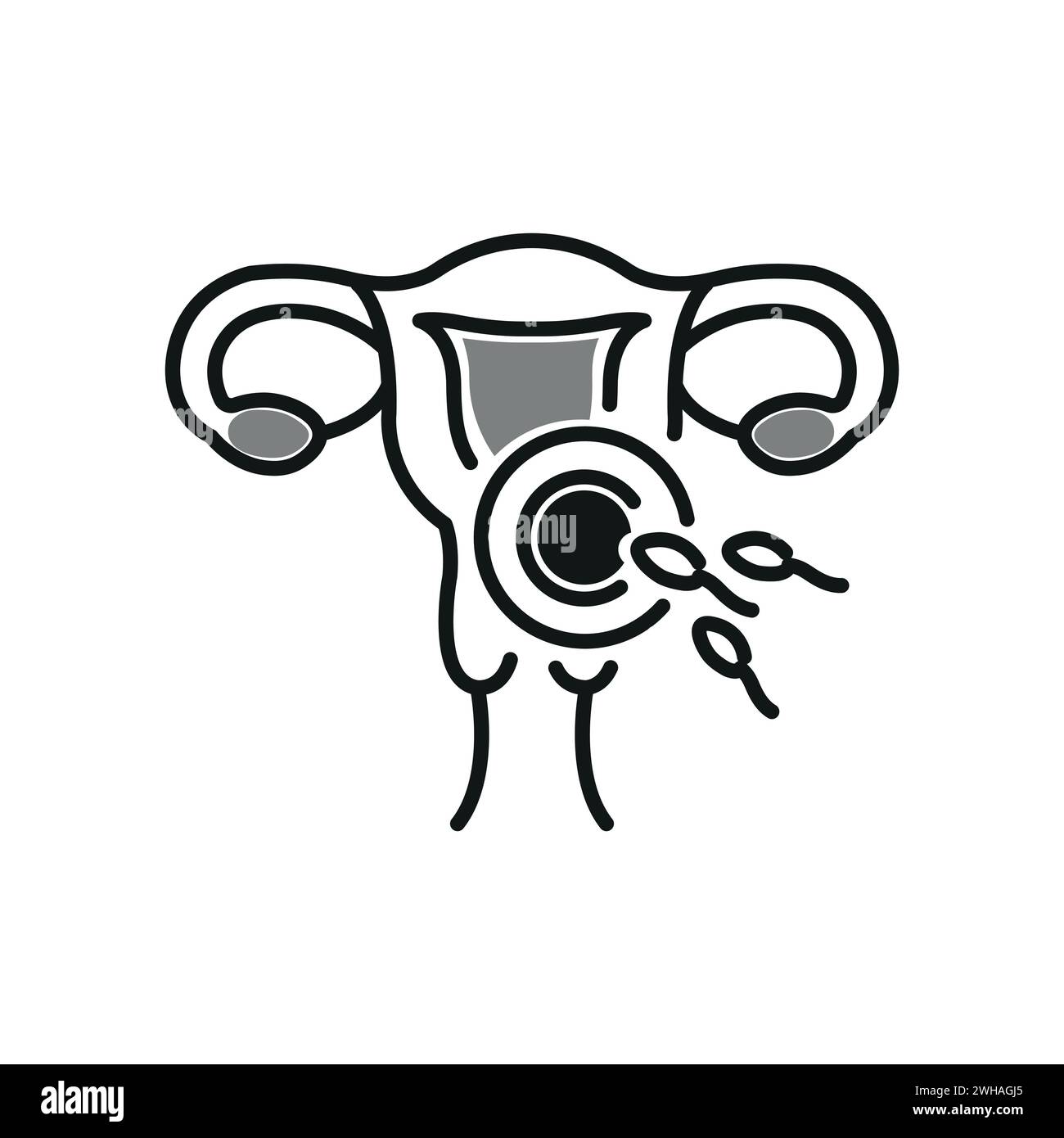 colore nero dell'icona dell'organo del sistema riproduttivo femminile Illustrazione Vettoriale