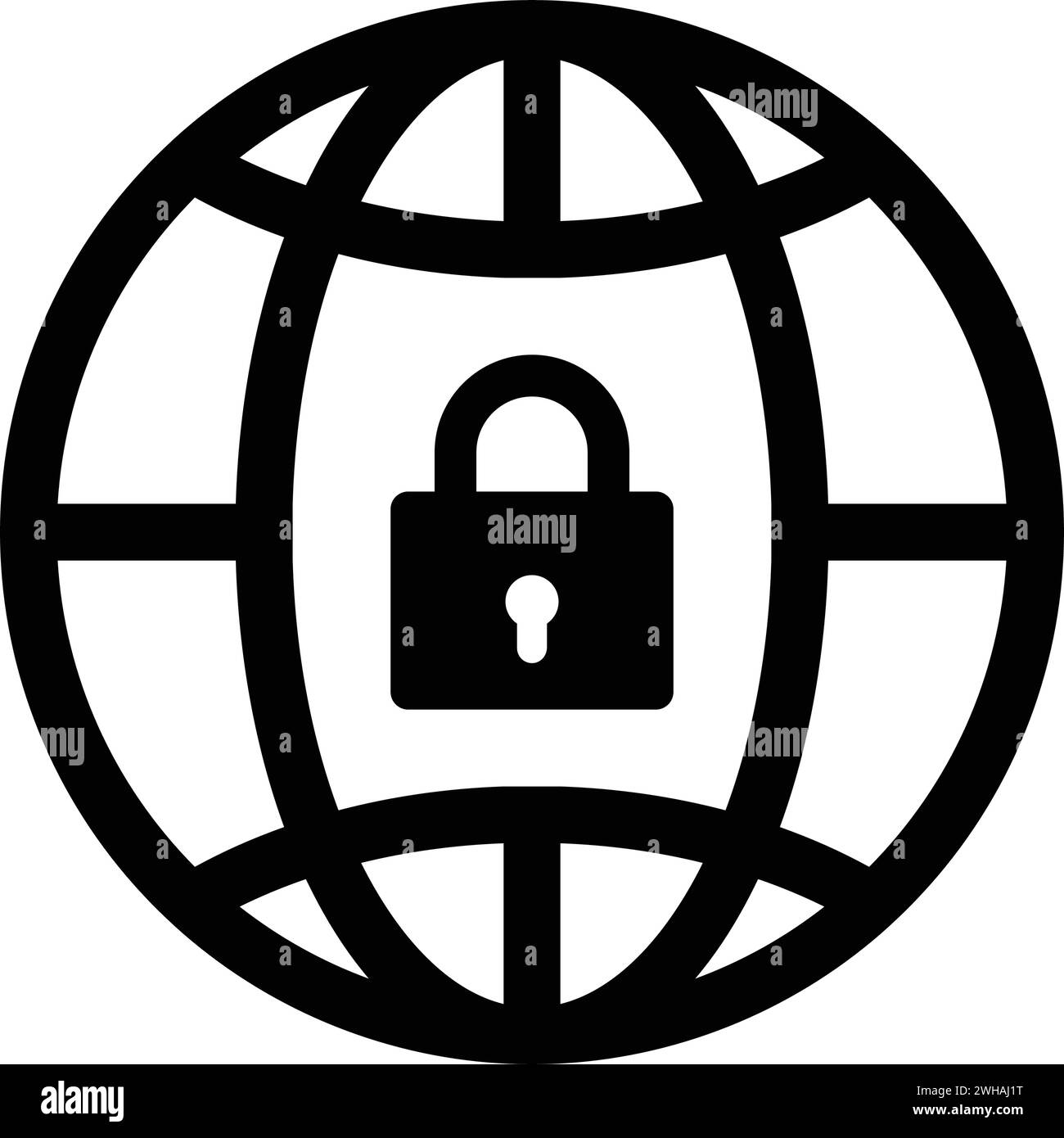 World Internet, protezione, icona della sicurezza. Gli EPS vettoriali in stile piatto sono utilizzati in infografiche, web design, presentazioni e materiali stampati. Illustrazione Vettoriale