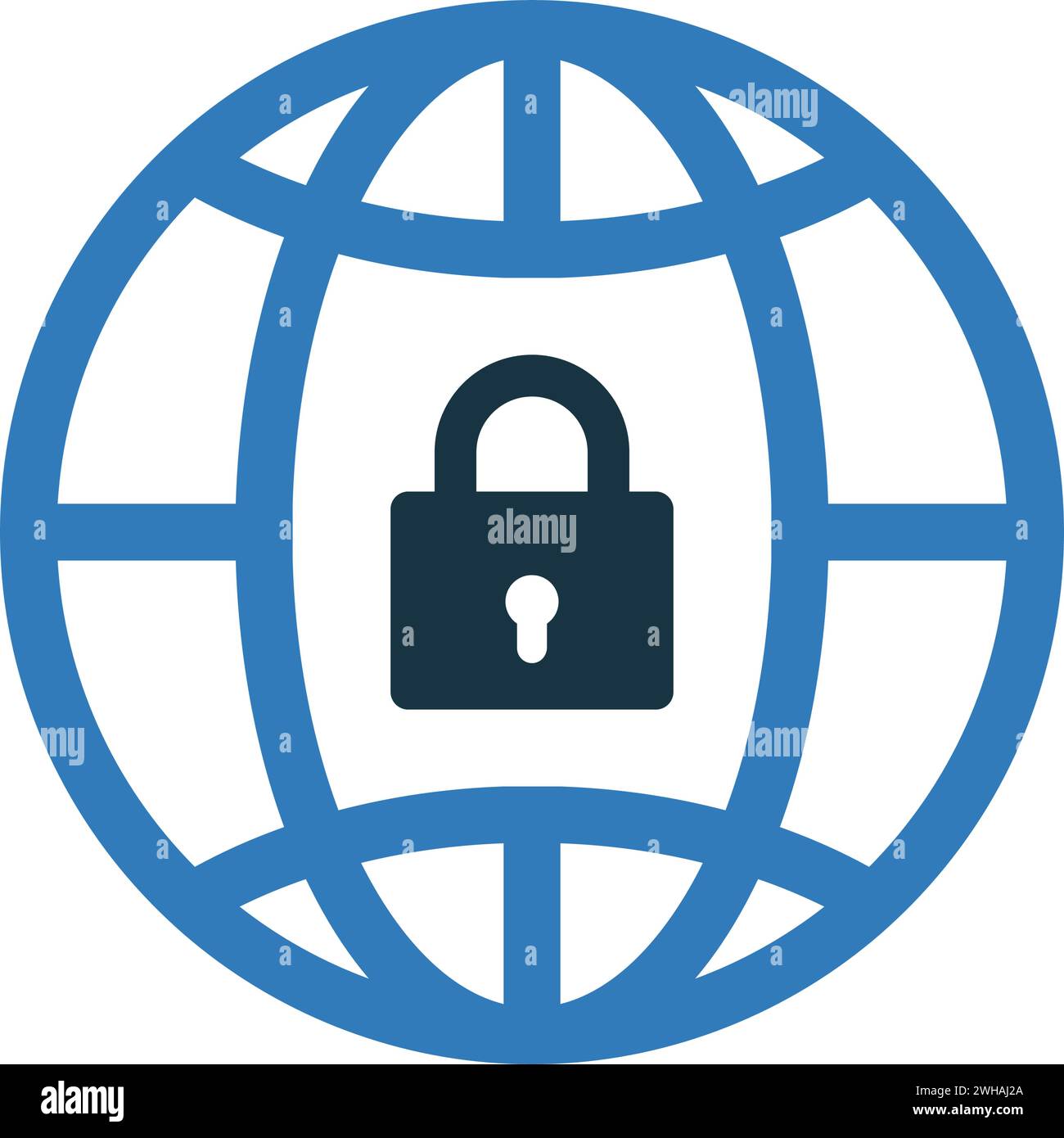 World Internet, protezione, icona della sicurezza. Gli EPS vettoriali in stile piatto sono utilizzati in infografiche, web design, presentazioni e materiali stampati. Illustrazione Vettoriale
