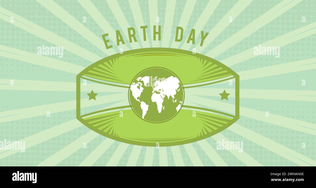 Immagine del giorno e del globo eart su sfondo verde Foto Stock