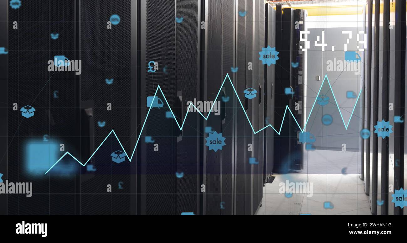 Immagine del grafico e delle icone sui server Foto Stock