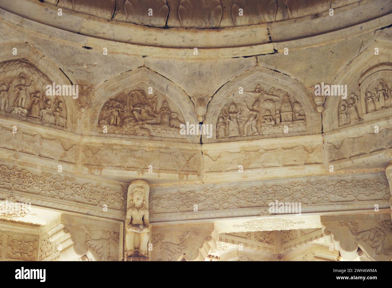 Parte architettonica di Gatore Ki Chhatriyan ( terreno crematorio reale ) , Jaipur, Rajasthan, India Foto Stock