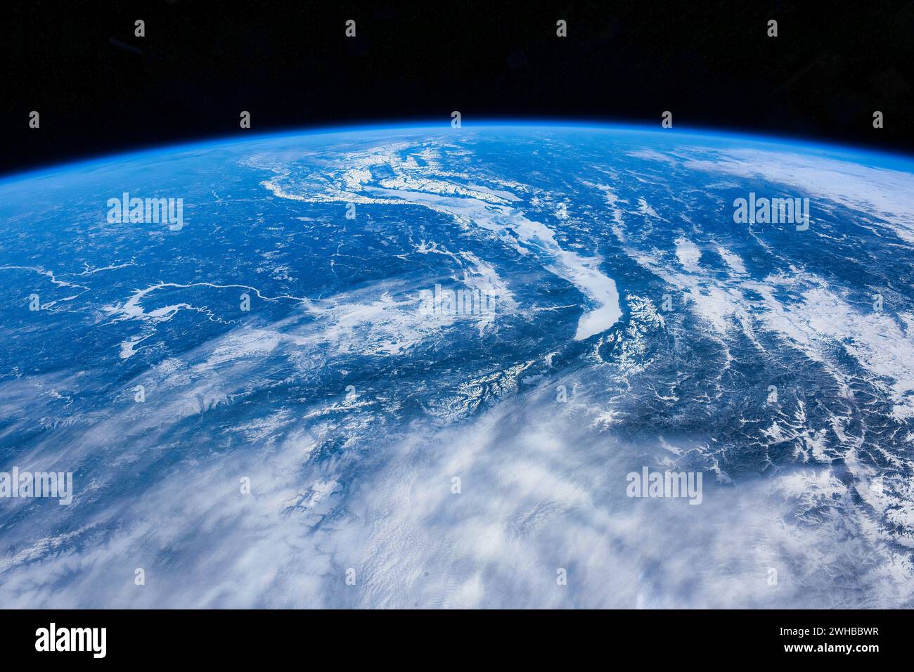 Pianeta Terra orizzonte, punto di vista dalla ISS Foto Stock
