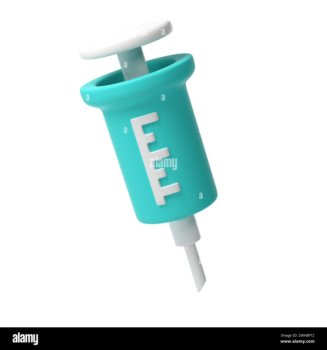 Illustrazione di concetto della siringa medica 3d con l'ago plasticina stile cartoncino vaccinazione Foto Stock