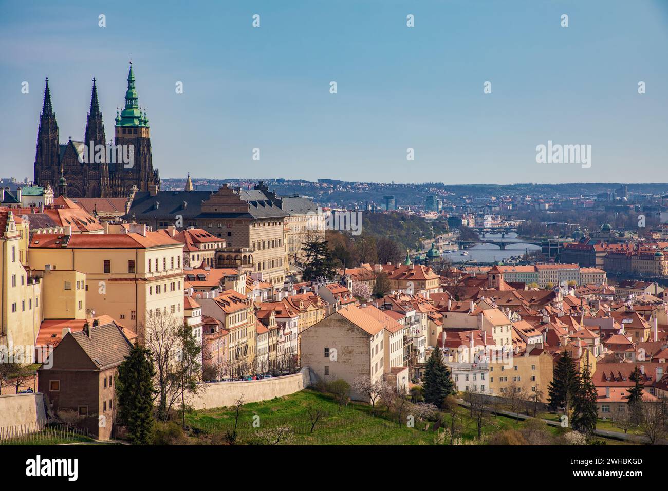 Bellissimo panorama del centro di Praga Foto Stock