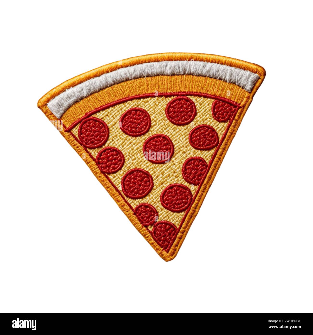 badge patch ricamato con logo pizza su sfondo trasparente isolato Foto Stock