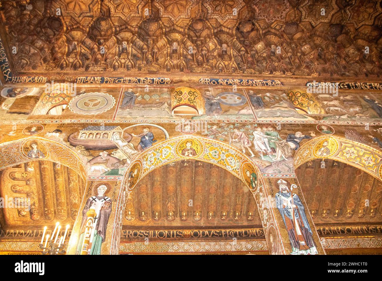 Interno della cappella palatina a Palermo, Sicilia, Italia Foto Stock