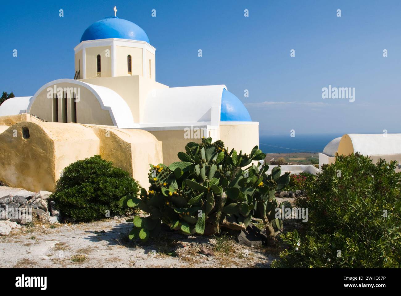 Chiesa sull'isola greca di Santorini. Foto Stock