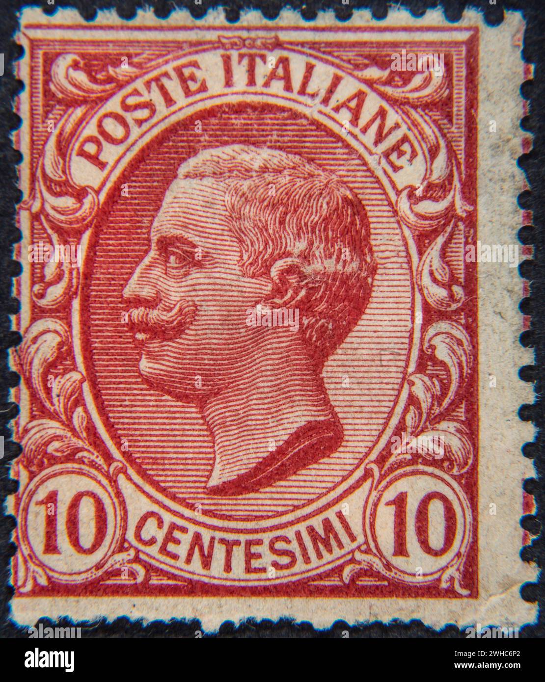 Vittorio Emanuele III, 1869, 1947, Re d'Italia 1900, 1946. Ritratto su francobollo italiano 1906 Foto Stock