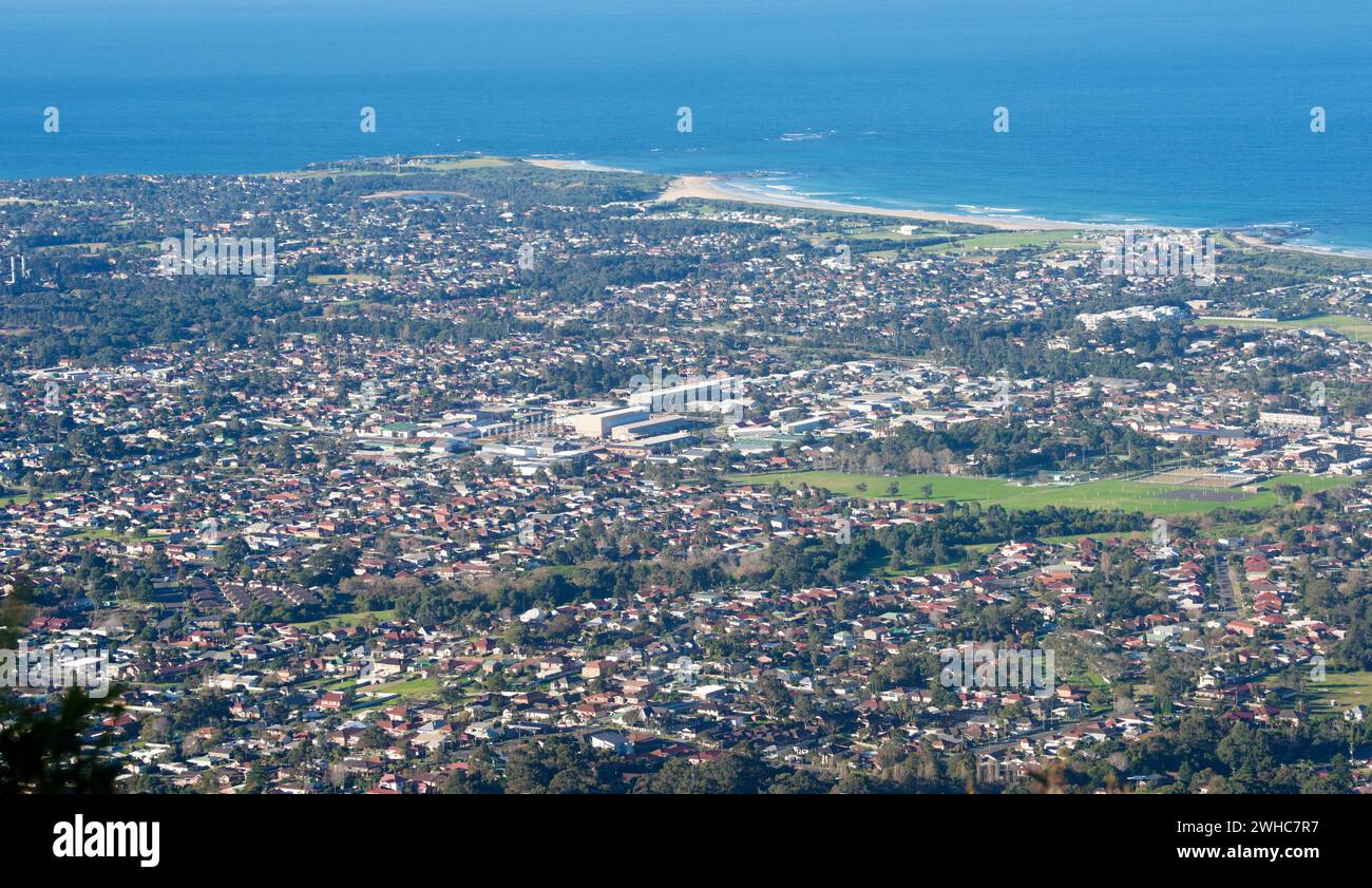 Città e sobborghi di Wollongong Foto Stock