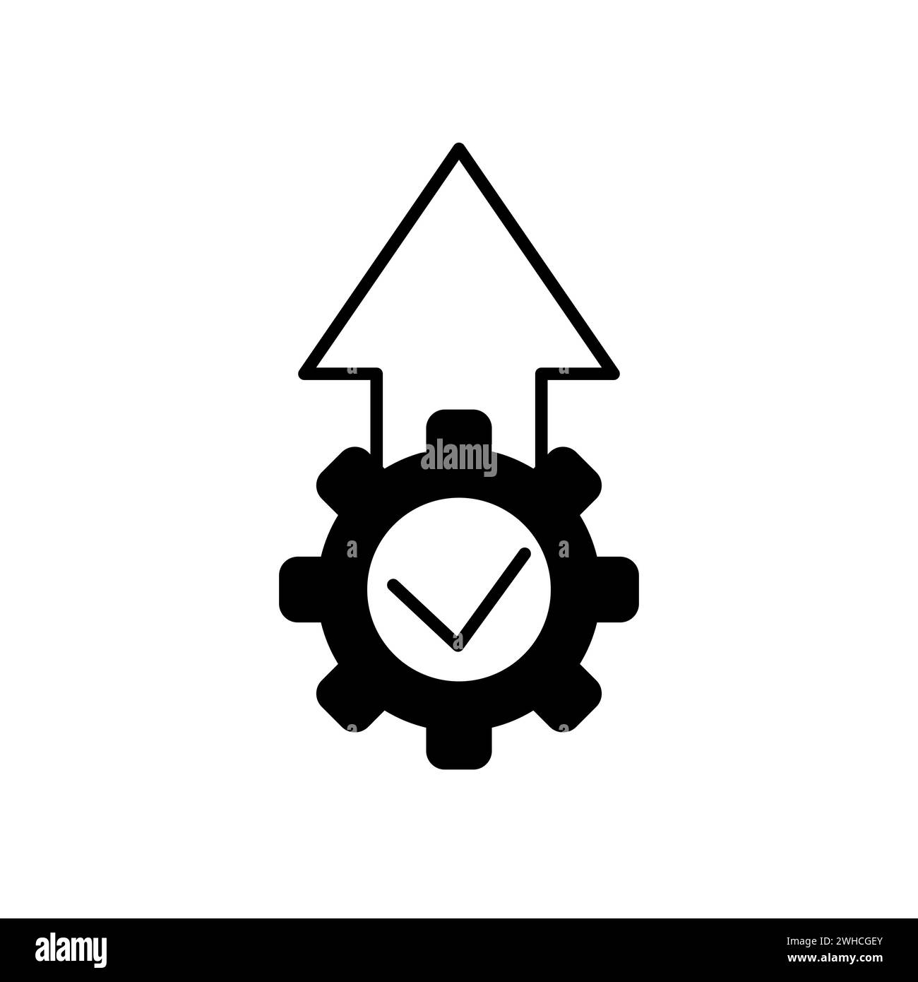 Icona di crescita della produttività. Icona dell'eccellenza operativa. Ottimizzazione dell'innovazione, della tecnologia di produzione e del concetto di crescita. Illustrazione vettoriale. EPS 10. Stock Illustrazione Vettoriale