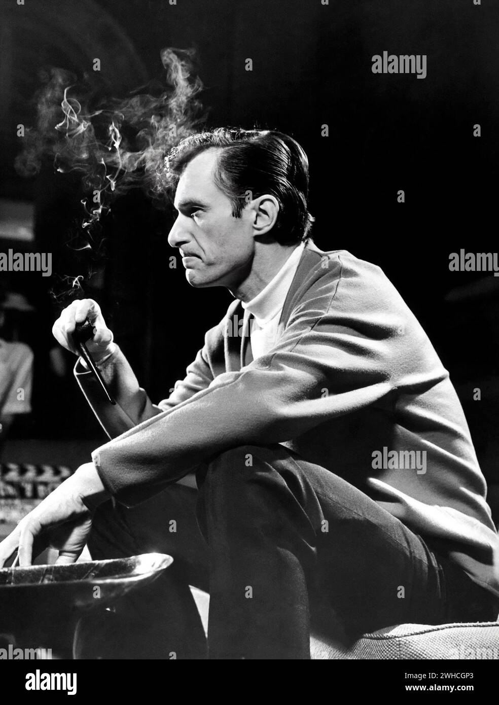 Hugh Hefner. Ritratto dell'editore americano e fondatore della rivista Playboy, Hugh Marston Hefner (1926-2017) nel 1966 Foto Stock