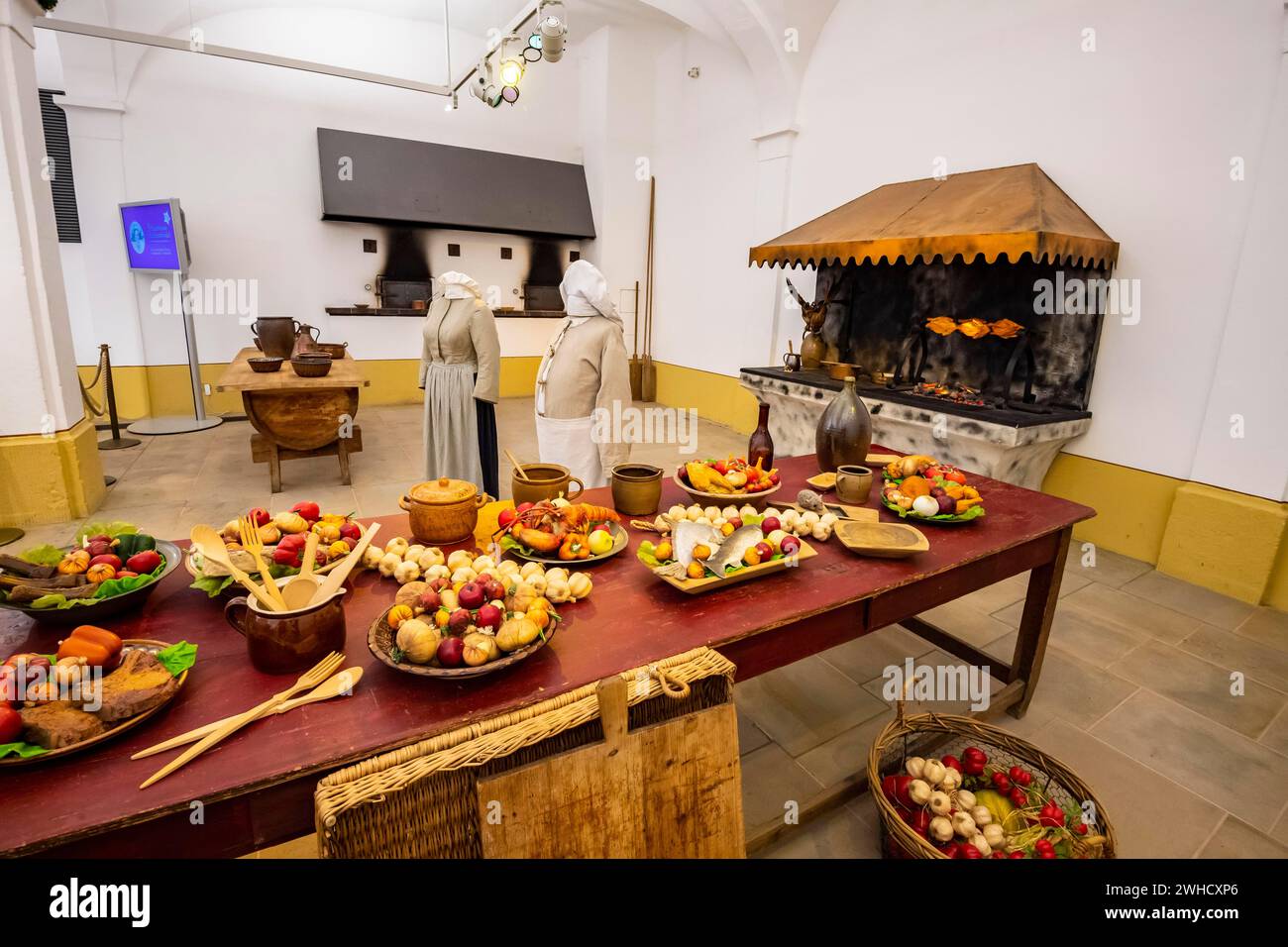 Castello di Moritzburg, interno, cucina storica, Dresda, Sassonia, Germania Foto Stock