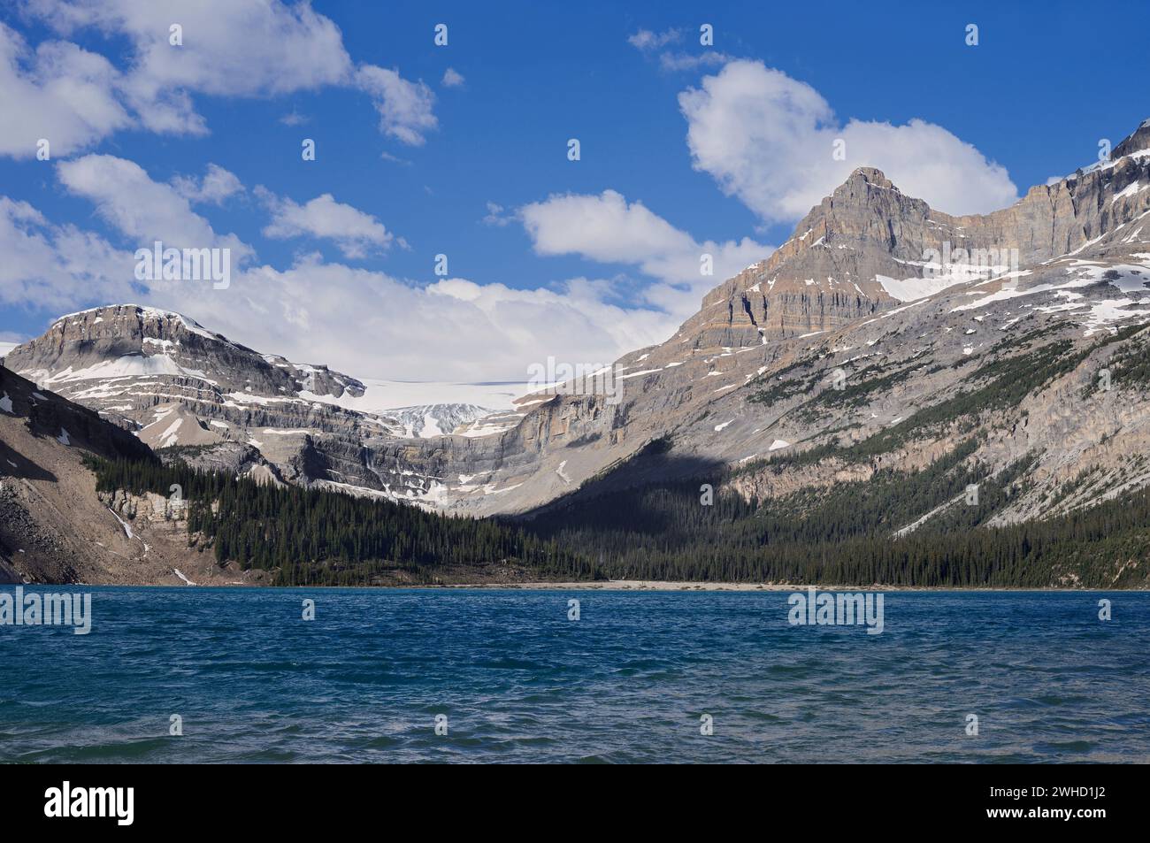 Bow Glacier and Bow Lake, Icefields Parkway, Banff National Park, Alberta, Canada Foto Stock