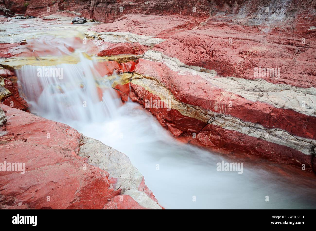 Il Red Rock Canyon, il Parco Nazionale dei laghi di Waterton, Alberta, Canada Foto Stock