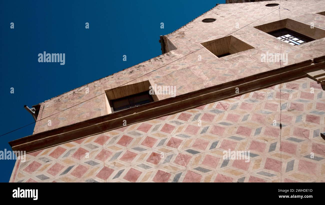 Spagna, Andalusia, Malaga, chiesa, facciata dipinta, dettagli Foto Stock