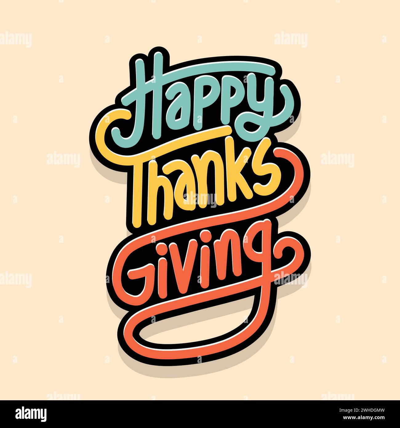Tipografia e illustrazione vettoriale per t shirt, banner, poster, design di modelli. Biglietto di auguri di ringraziamento testo disegnato a mano. Illustrazione Vettoriale