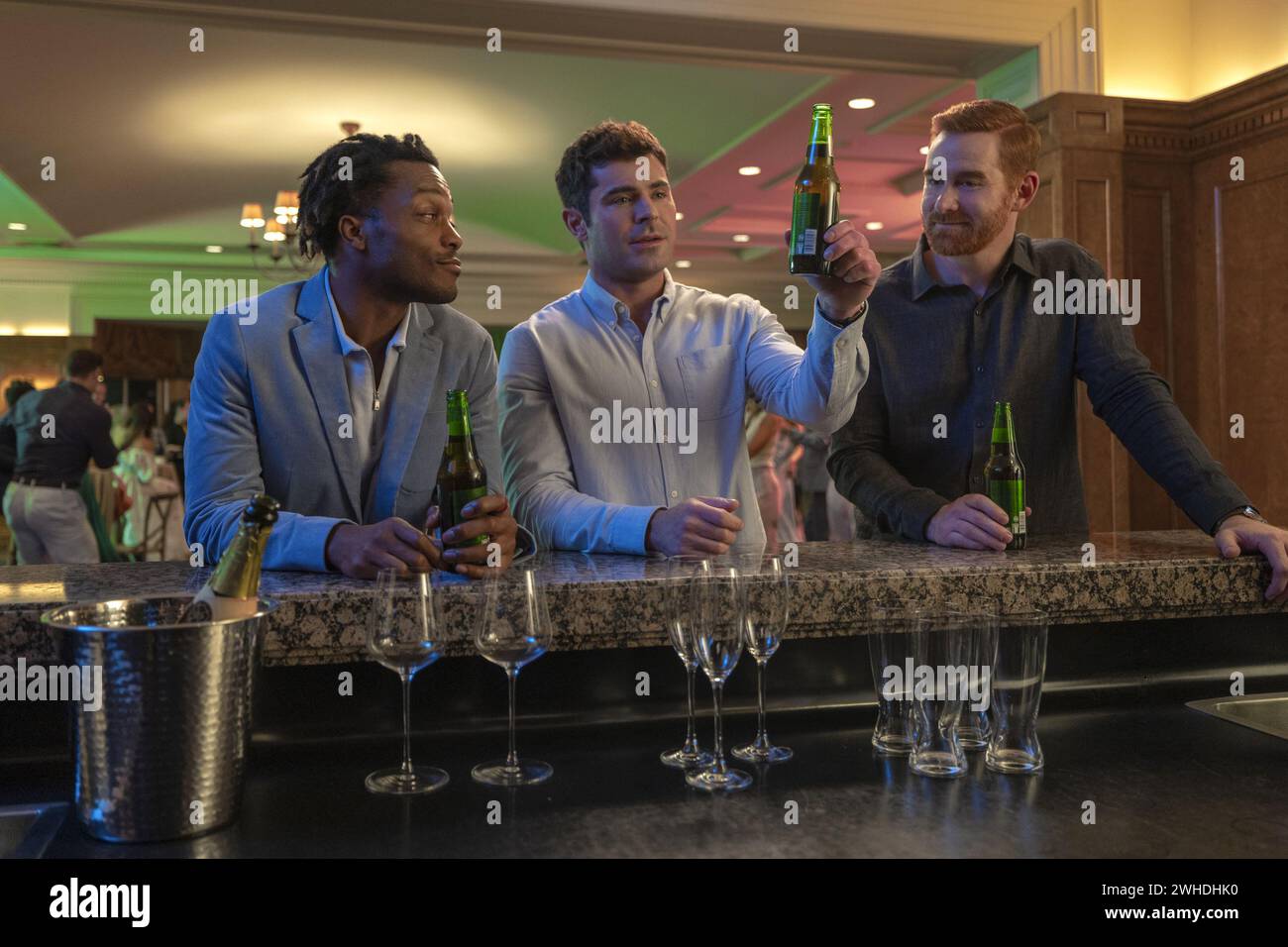 Ricky Stanicky Jermaine Fowler, Zac Efron e Andrew Santino Foto Stock