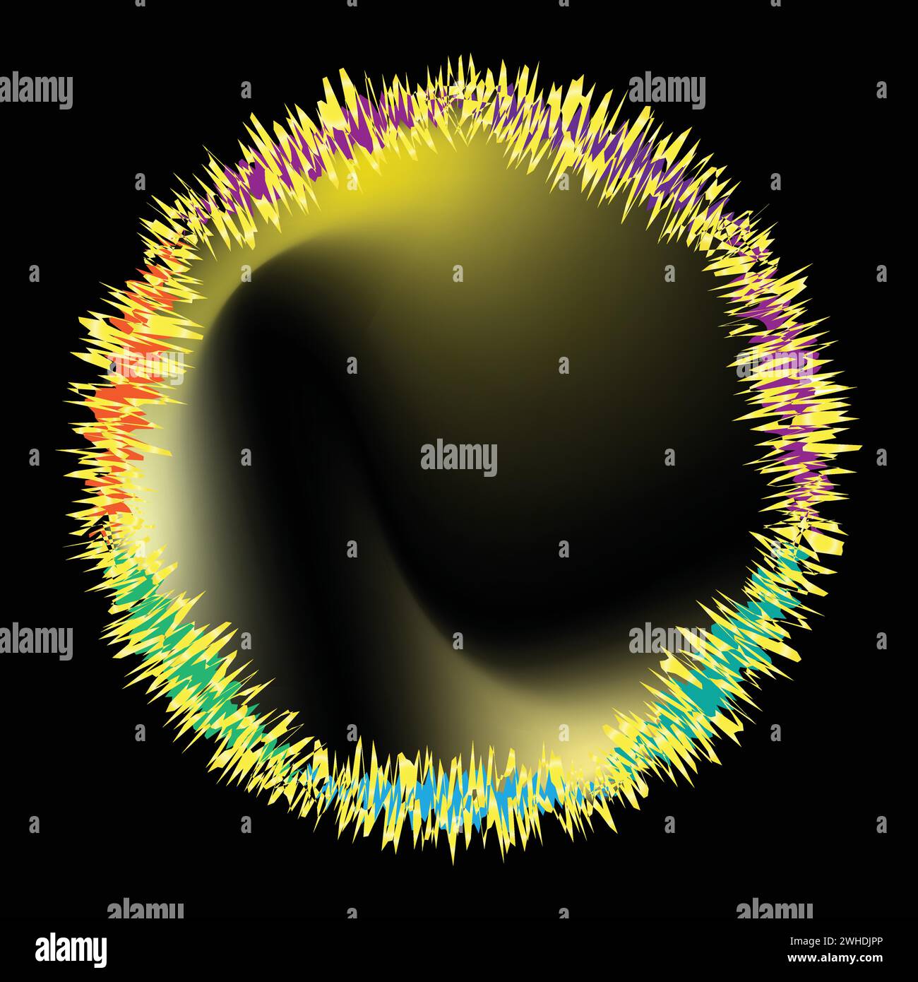 Equalizzatore, cerchio ricurvo, simbolo vettoriale colorato, sfondo vettoriale tecnologia audio Illustrazione Vettoriale
