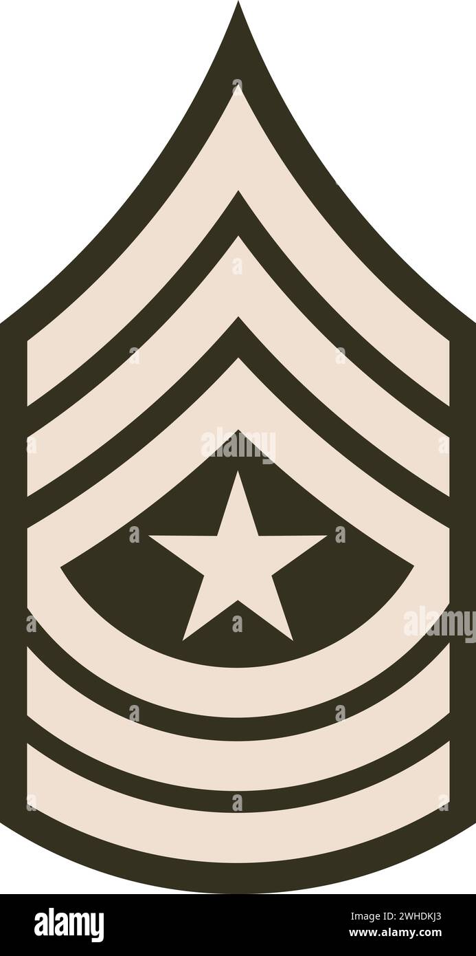 Stemma militare arruolato di grado del SERGENTE MAGGIORE dell'esercito degli Stati Uniti Illustrazione Vettoriale