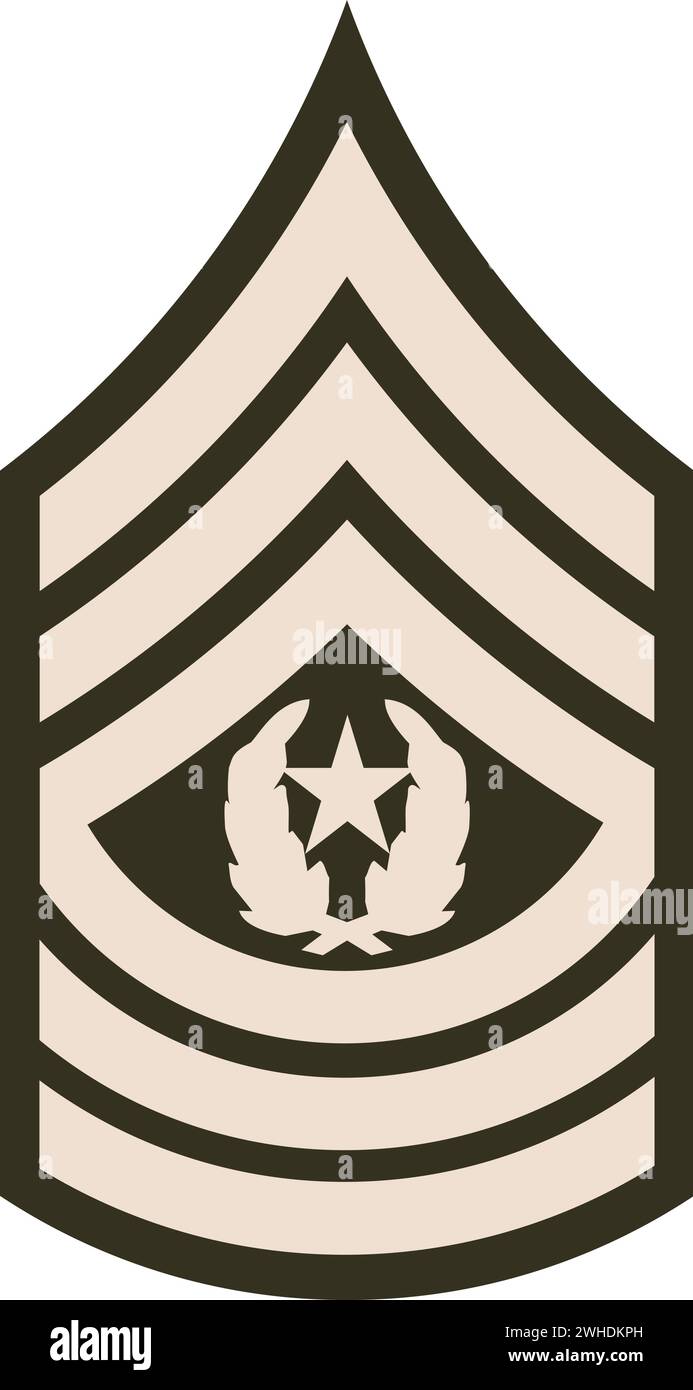 Stemma militare arruolato di grado del COMANDO dell'esercito degli Stati Uniti SERGENTE MAGGIORE Illustrazione Vettoriale