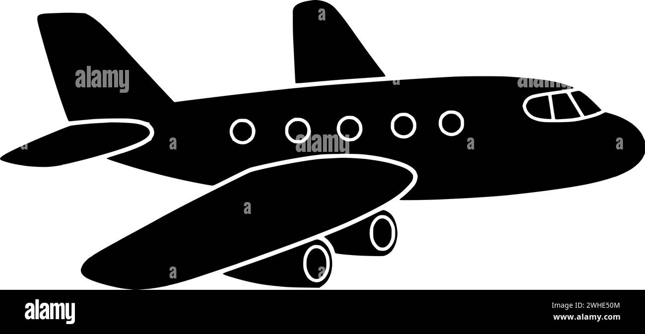 illustrazione dell'aeroplano silhouette di volo logo di viaggio icona del turismo contorno dell'aereo aereo trasporto aereo aereo aereo aereo volo business trasporto a forma di jet viaggio passeggero aereo di linea Illustrazione Vettoriale