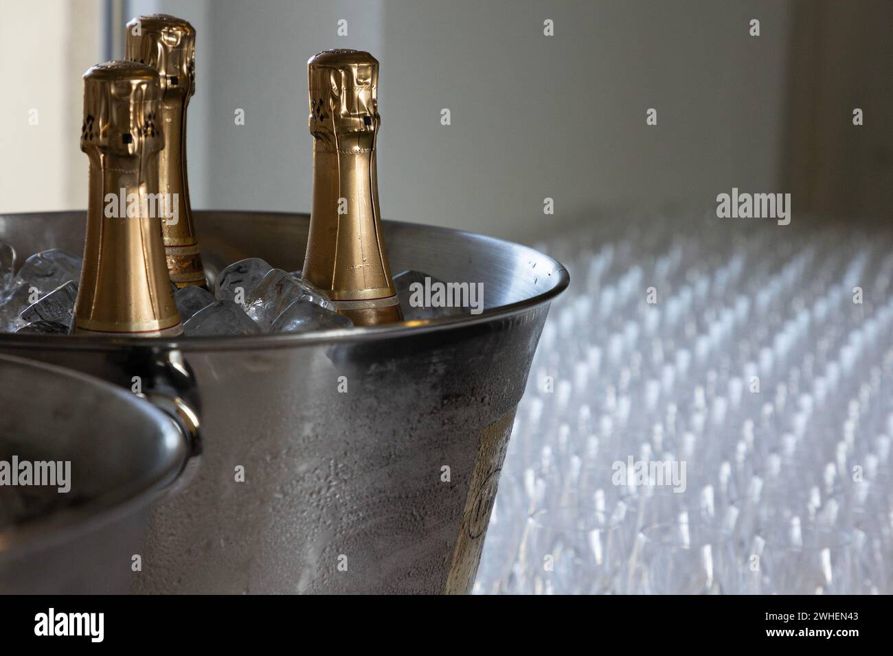 '02.09.2023, Germania, Baden-Wuerttemberg, Iffezheim - bottiglie di champagne in una borsa termica. 00S230902D397CAROEX.JPG [VERSIONE DEL MODELLO: NON APPLICABILE, Foto Stock