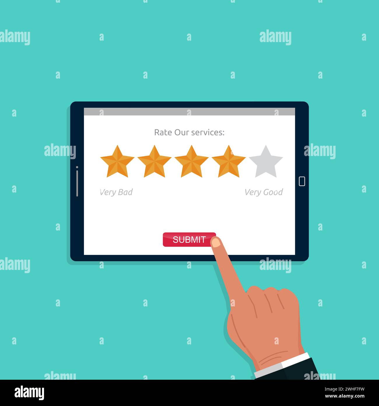 Feedback dei clienti e valutazione online, analisi della soddisfazione e illustrazione del vettore del sondaggio Illustrazione Vettoriale