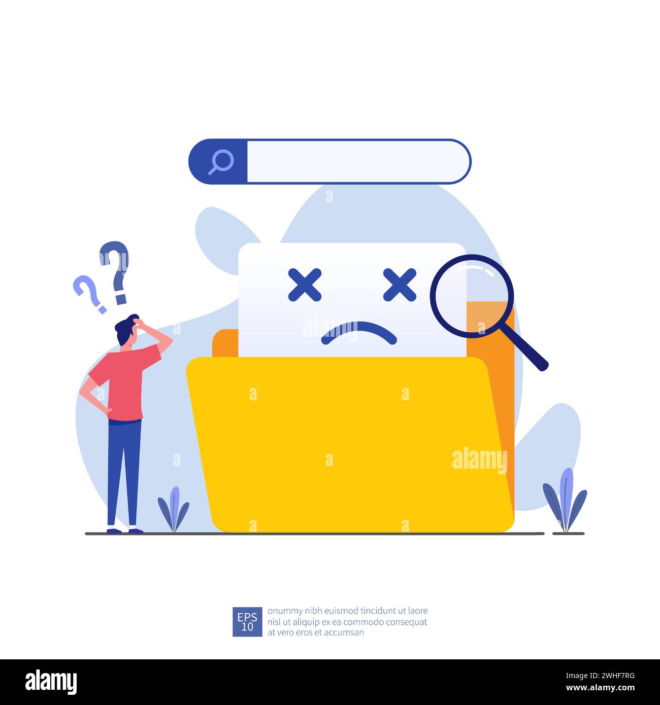 Concetto nessun dato trovato. Illustrazione per siti Web, landing page, applicazioni mobili, banner e poster. Illustrazione Vettoriale