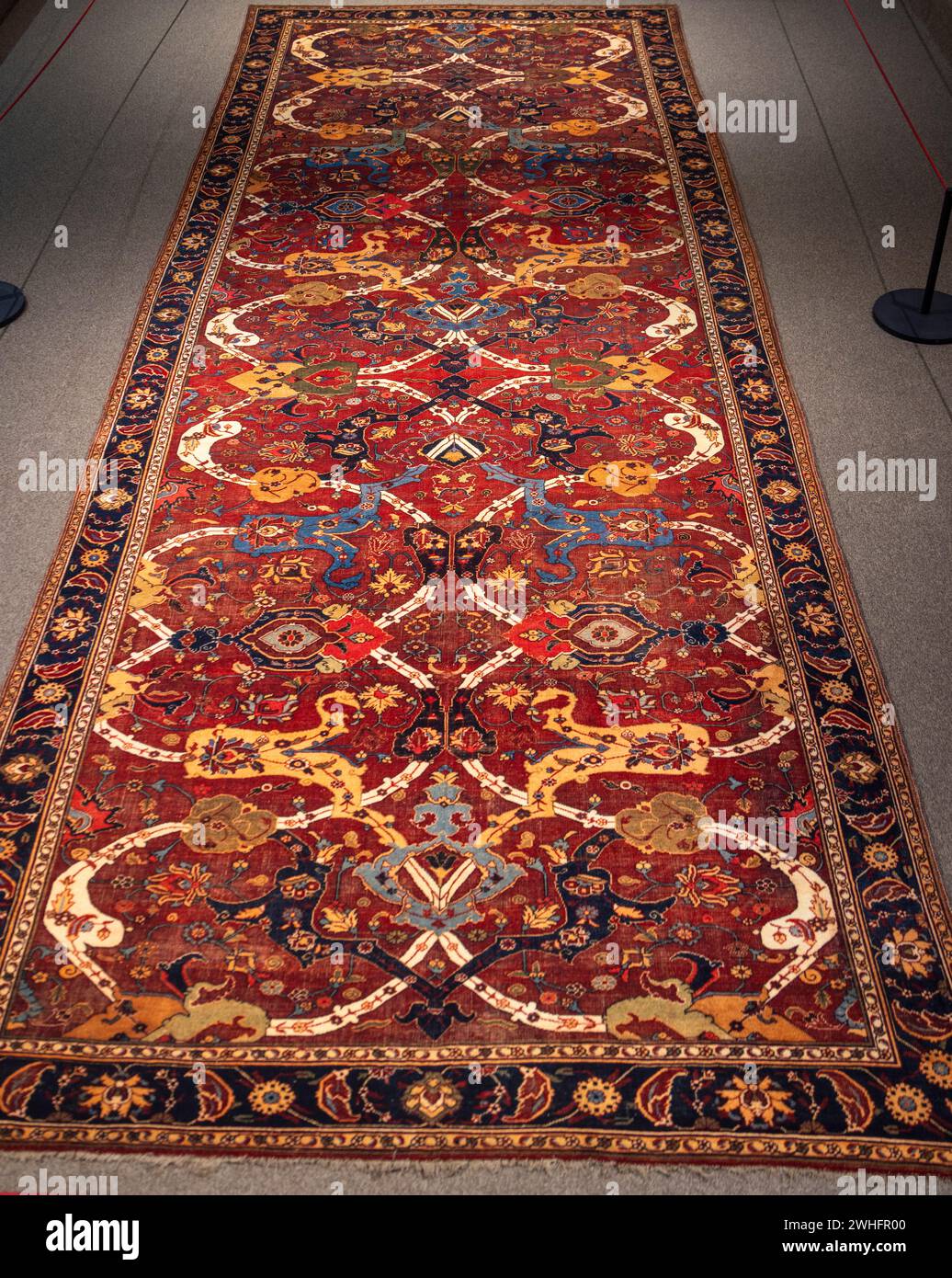 Tappeto Kerman Safavid del XVII secolo, The Carpet Museum of Iran, Teheran, Iran Foto Stock