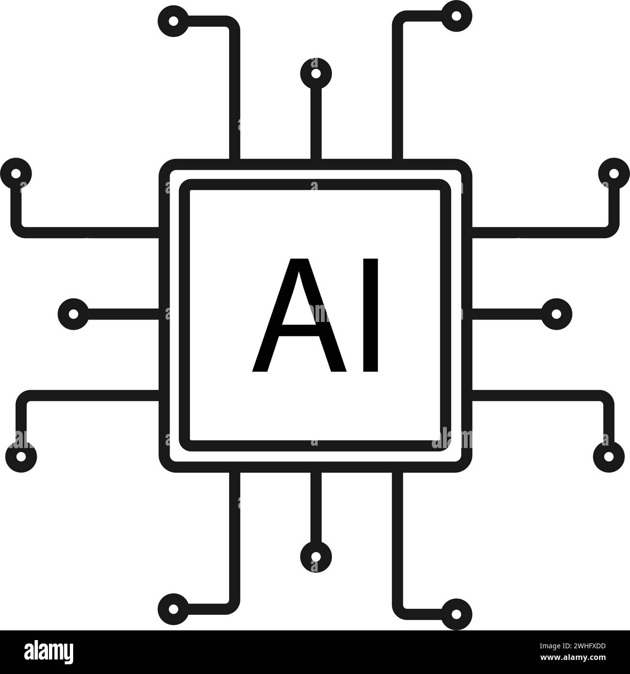 Design dell'illustrazione vettoriale dell'icona dell'intelligenza artificiale Illustrazione Vettoriale