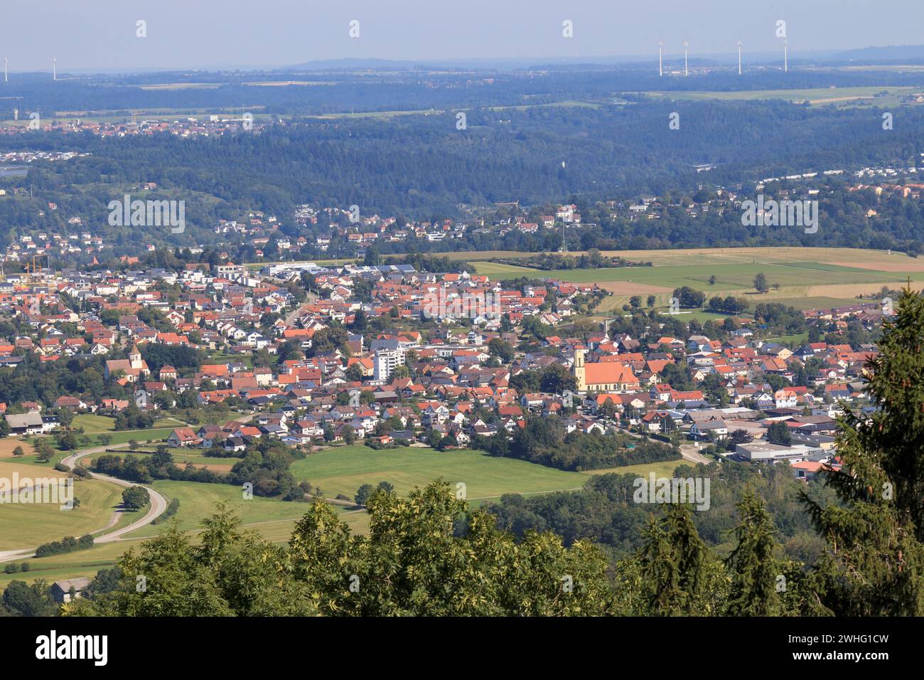 Città di SchwÃ¤bisch GmÃ¼nd, dall'alto, paesaggio, Ostalb, Baden-WÃ¼rttemberg, Germania Foto Stock